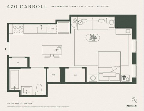 Floor plan for studio, 1 bath, 462 sqft